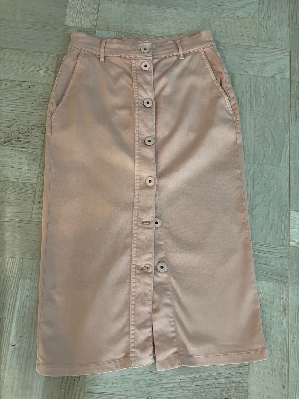 MARELLA Blush Pink Button-Front Midi Skirt